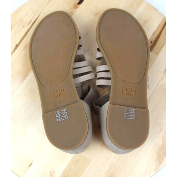 Eileen Fisher Sandals 6.5 Beige Gladiator Strappy Comfort Flat Minimalist - Picture 7 of 13